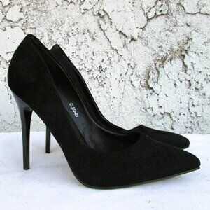 Only U black faux suede leather stiletto pumps 6.5